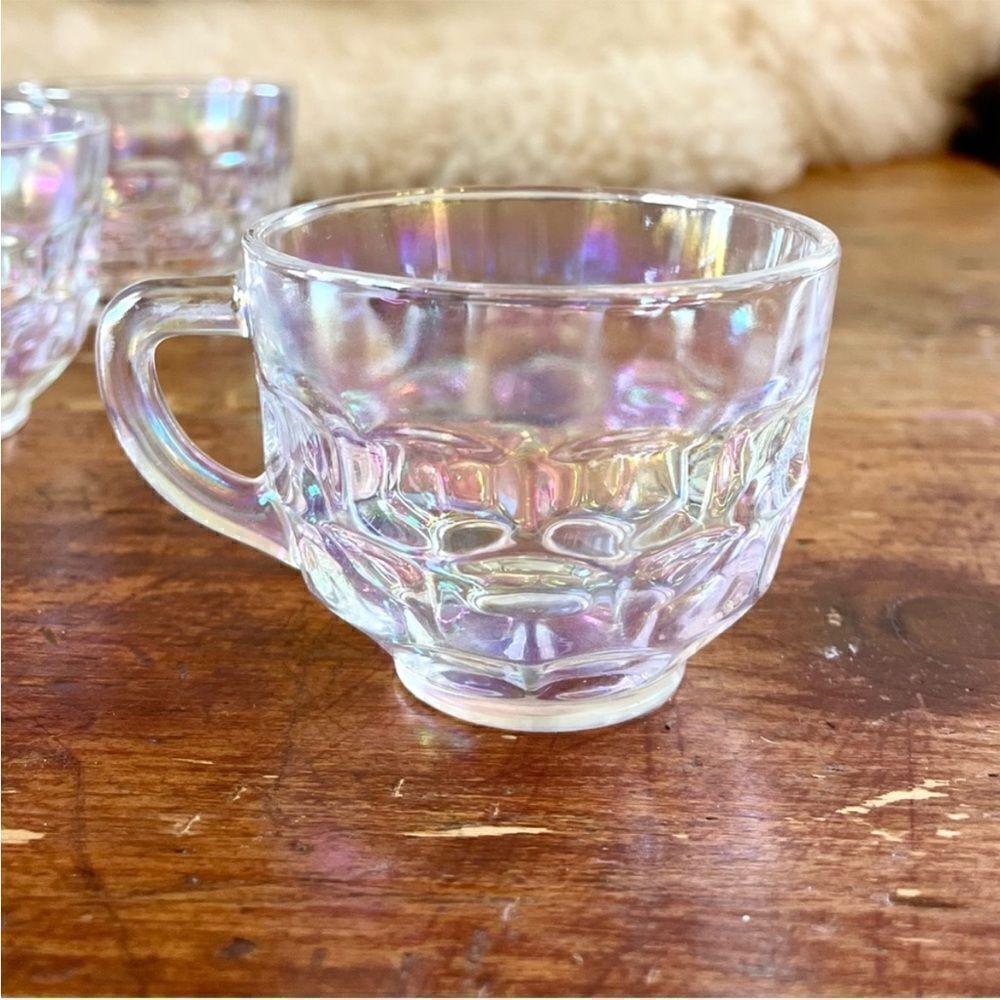 Rare Set of 4 1960's Federal Glass/Yorktown Iridescent Cups
